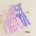 thumbnail image 4 of JAJAHO Girls Easter Dresses Toddler Baby Girl Clothes Summer Sleeveless Bunny Embroidery Square Neck Plaid Tiered Midi Dress Holiday Outfits Cozy Dresses, 4 of 5