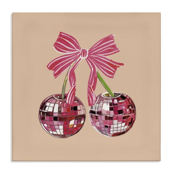 Stupell Industries Eclectic Cherries with Pink Bow Canvas Art, 17 x 17, by Amelia Noyes
