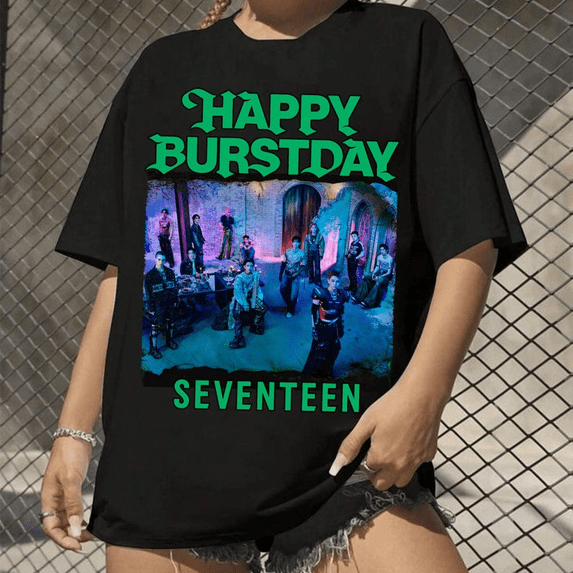 Retro Seventeen Happy Burstday T-Shirt, Seventeen Right Here World Tour Tee