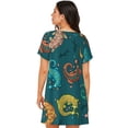 thumbnail image 2 of Women's Nightgown Sleepwear Short Sleeves Shirt Casual Soft Sleepdress, Electric Gecko Lizards Psychedelic, 2 of 7