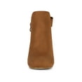 thumbnail image 6 of BLISSFUL STEP Women's Boots Faux Suede Bow Decor Chunky High Heel Round Toe Side Zipper Booties Brown 7, 6 of 8