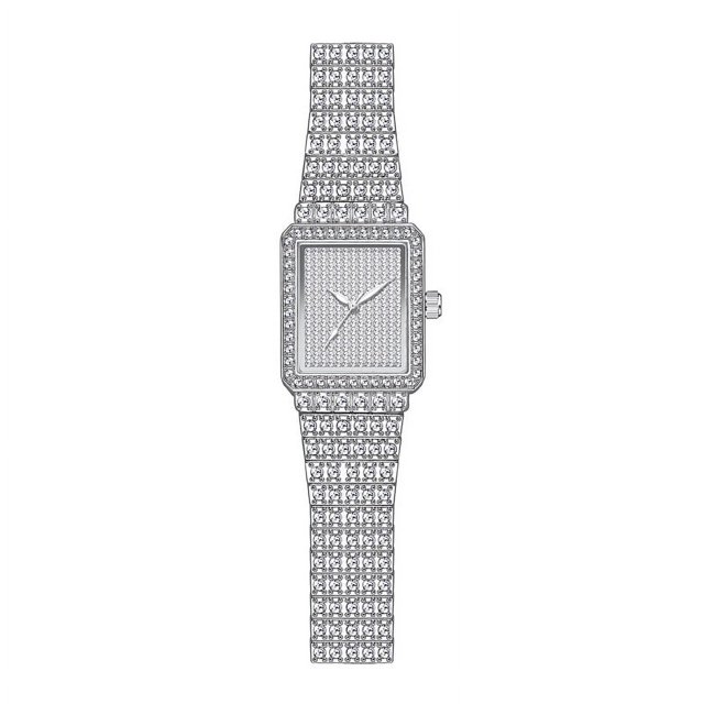 Cadena de reloj Reloj de lujo Reloj de lujo para mujer Reloj de mujer con puntero cuadrado de diamantes completo
