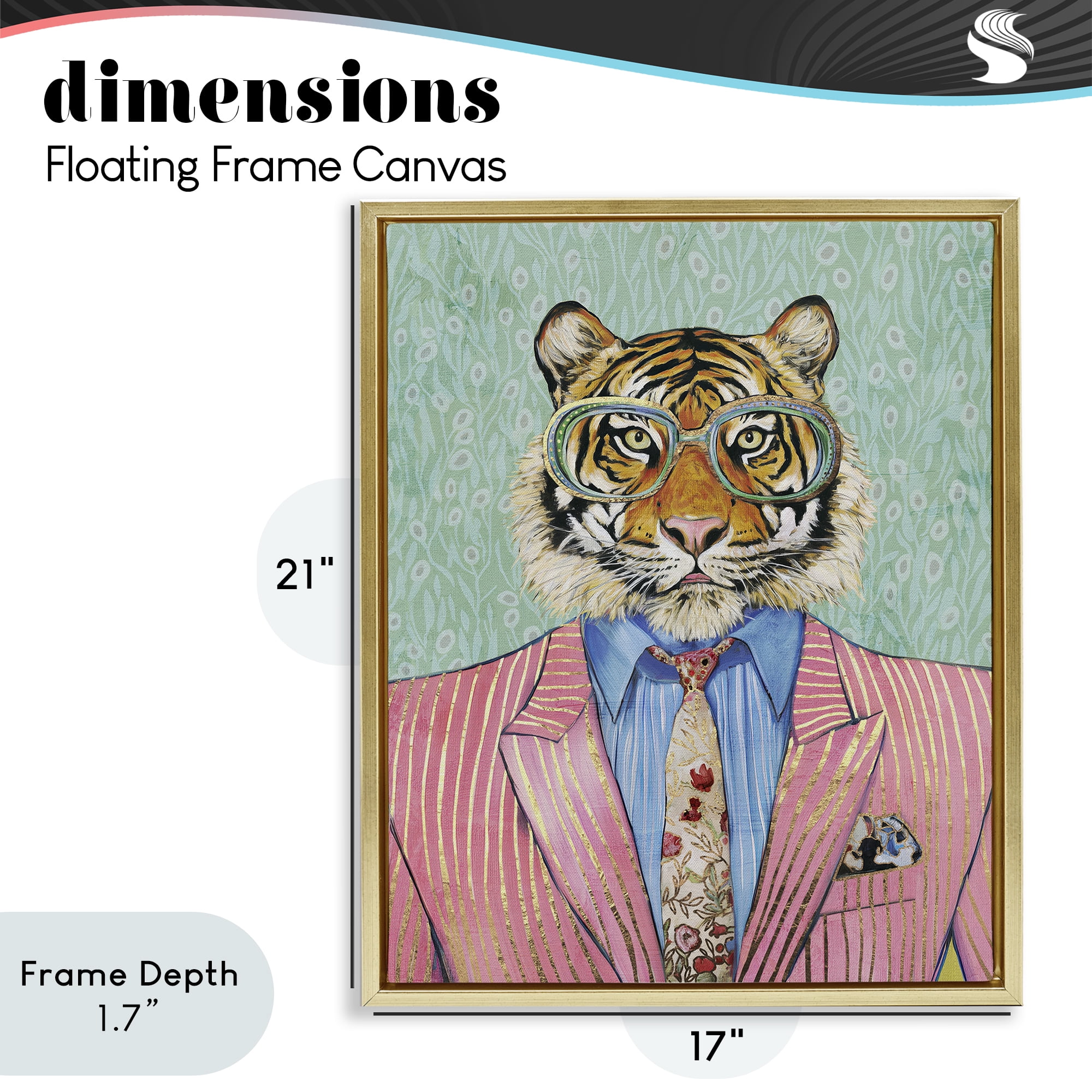 Stupell Industries Sharp Tiger Outfit Gold Framed Floater Canvas Wall Art, design by Svetlana Aleynikova
