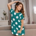 thumbnail image 3 of Susaid Teal And White Polka Dot Pattern Sleep Shirts for Women Short Sleeve Night Shirts for Sleeping Pullover Nightgown Soft Nightdress, 3 of 6