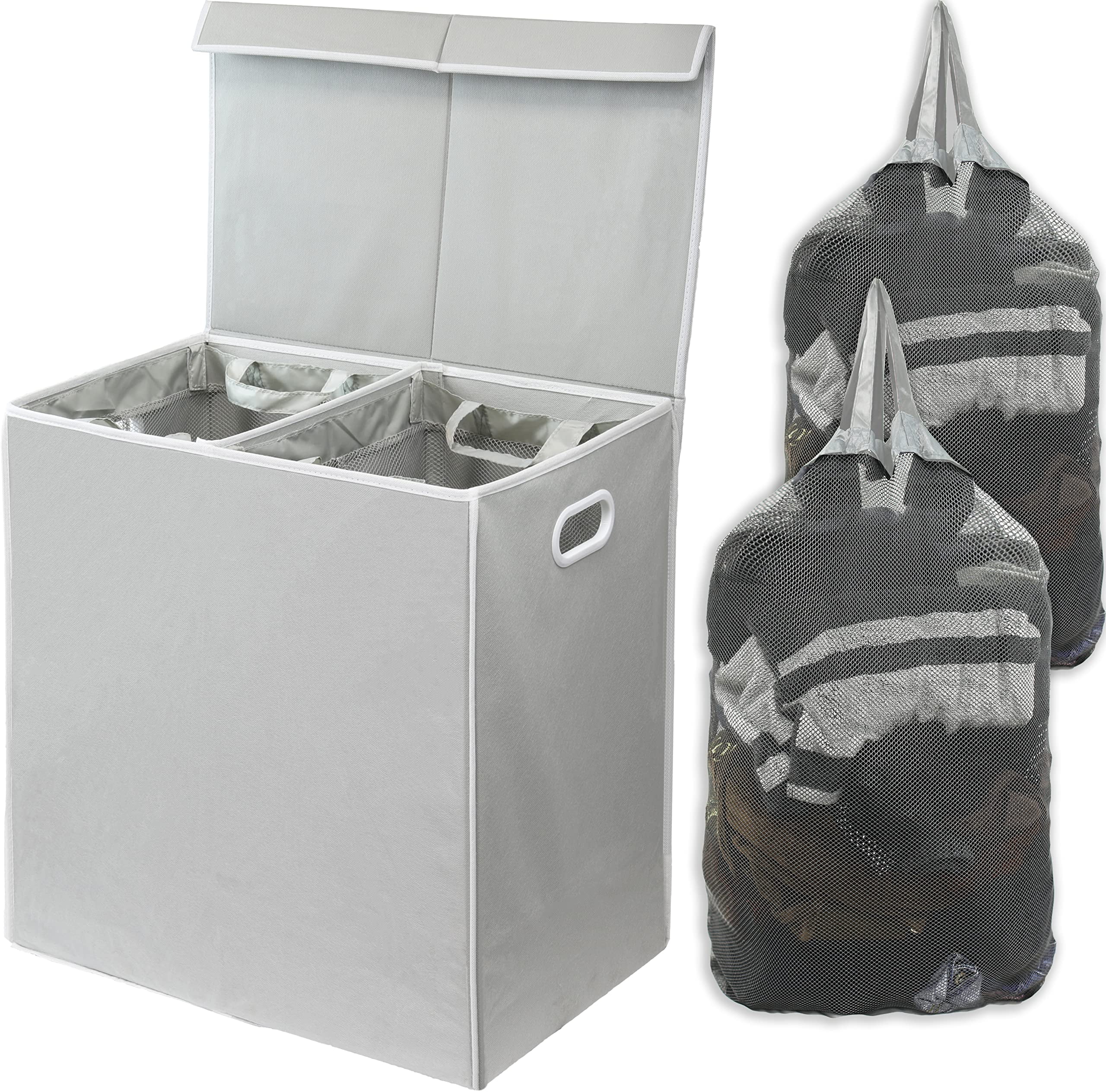 Simplehouseware Double Laundry Hamper with Lid and Removable Laundry