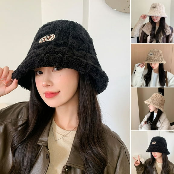 Riguas Stylish Plush Fisherman Hat Warm Autumn Winter Cold-proof Breathable Hat for Women's Outdoor Adventures