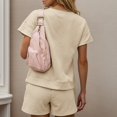 thumbnail image 6 of Riforla Tankaneo Womens Loungewear Set Short Sleeve Tops and Shorts 2 Piece Outfits Matching Pajama Set with Pockets Elegant Women's Sets Beige L, 6 of 6