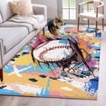 thumbnail image 3 of 2.7x5 Area Rugs, Baseball Sports, Non-Skid Rubber Backing Large Rectangle Rugs - Living Room Bedroom Home Office, Minimalist Geometric Smear Art Indoor Floor Mat Carpets Washable Rug, 3 of 9
