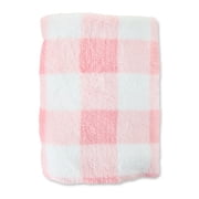 Parent's Choice Pink and White Gingham Plush Baby Blanket