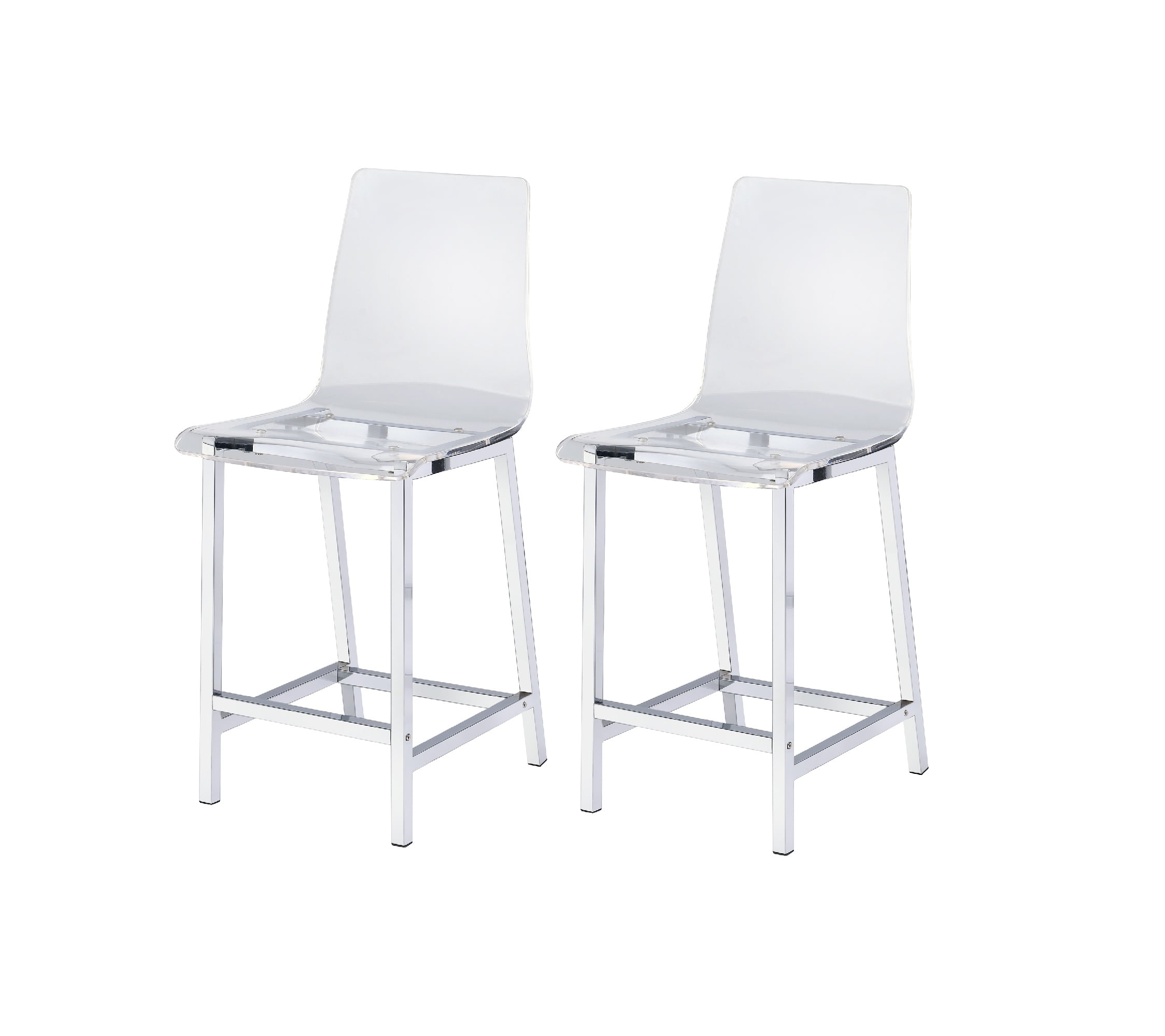 Counter Stools Chrome and Clear (Set of 2)