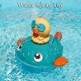 thumbnail image 2 of Juguete de baño eléctrico para niños, rociador de agua, fuente de piscina, bomba de agua, rociador con 3 cabezales de ducha (azul pez globo), 2 of 5