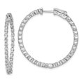 thumbnail image 1 of 32 mm Sterling Silver Rhodium-Plated CZ In & Out Hinged Hoop Earrings, Polished, 1 of 1