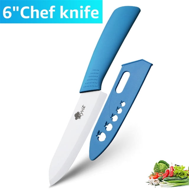 Ceramic Knife 6-inch Kitchen Knife Rust Proof Chef Knife with Blade Cover and Soft-Grip Handle Vegetable Fruit Meat Slicing Cutter