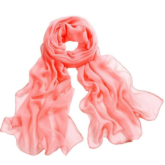 MRULIC scarfs for women Thin Scarves Scarf Chiffon Women Soft Lady Girls Wrap Shawl Beach Long Scarf Watermelon red + One size