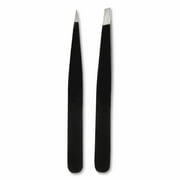 Equate Beauty Slant and Point Tip Stainless Steel Tweezers Duo Pack Unisex Adult