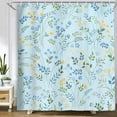 thumbnail image 3 of Blue Shower Curtain, Boho Floral Flower Shower Curtains for Bathroom, Modern Farmhosue Waterproof Fabric Shower Curtain Set with Hooks 72x72 Inch, 3 of 6