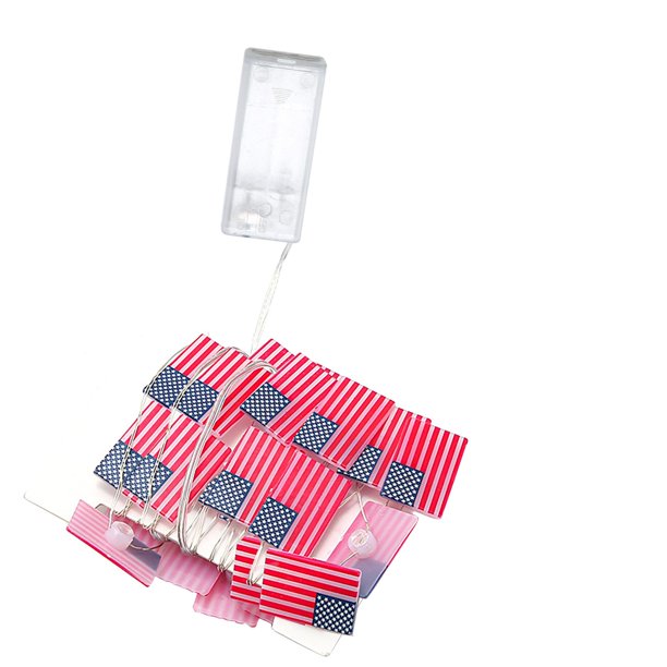 USA Star With USA Flag String Lights July 4th Independence Day