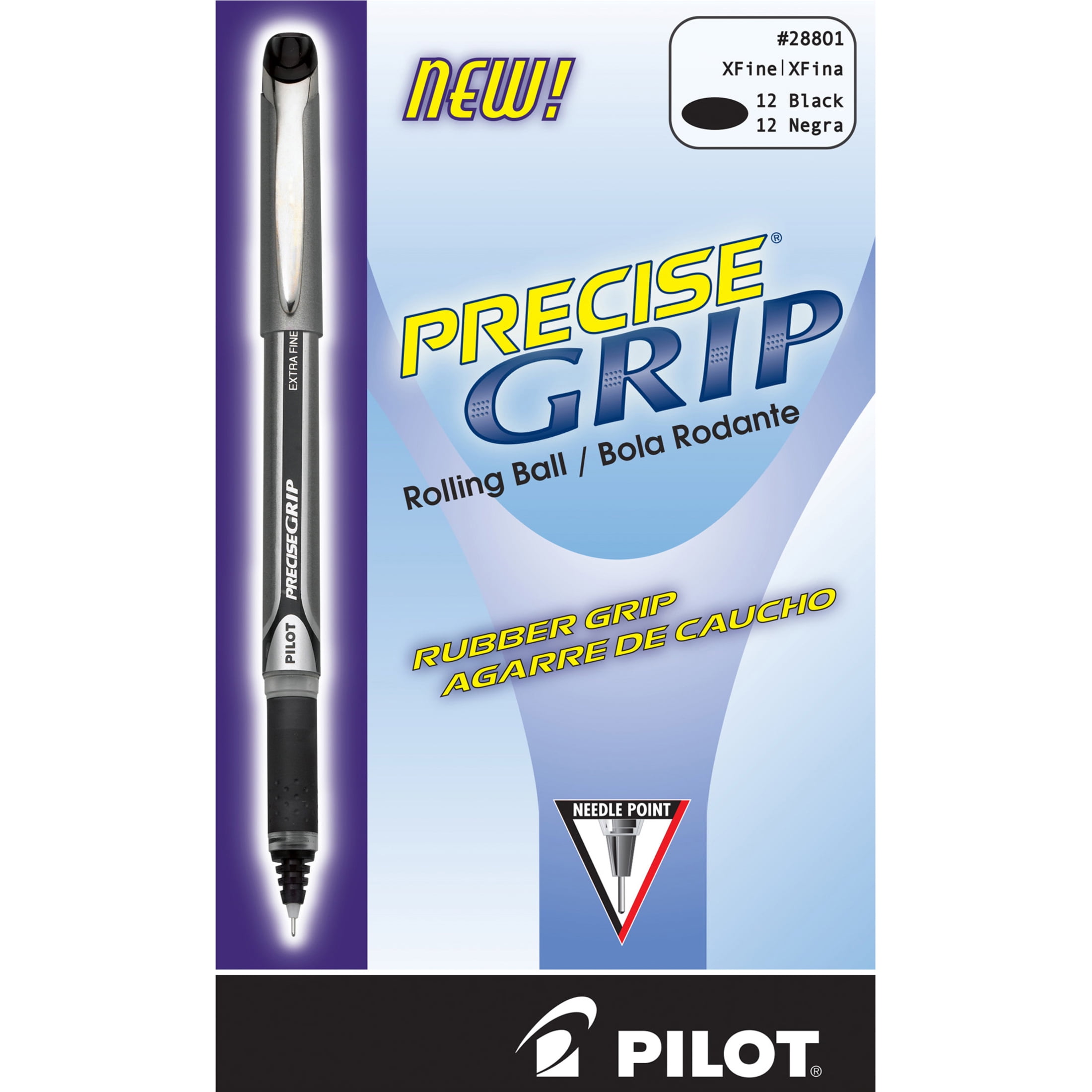 Pilot Precise Grip Extra-Fine Capped Rolling Ball Pens - Extra Fine Pen Point - 0.5 Mm Pen Point Size - Black - Black