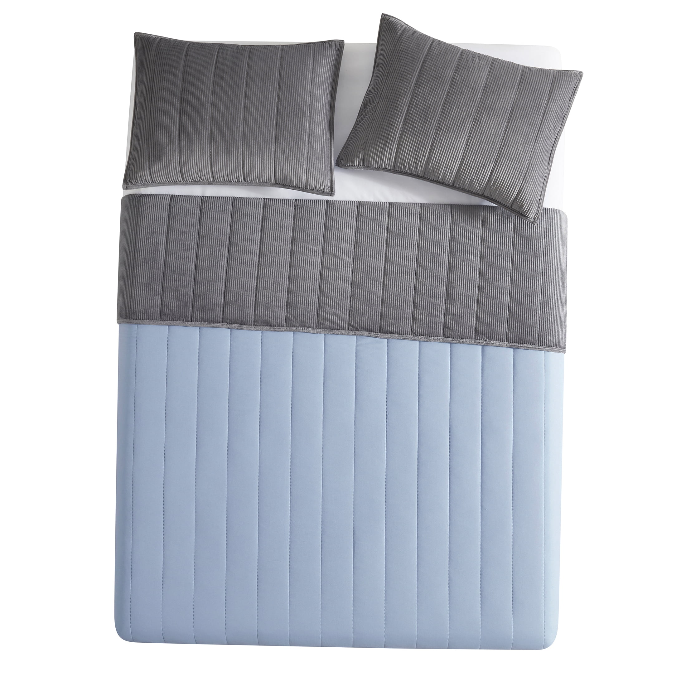 Mainstays Full/Queen Quilt - Light Grey Corduroy, Reversible Bedding