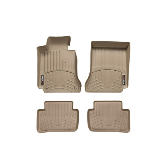 WeatherTech Custom Fit FloorLiners compatible with Mercedes C 63 AMG, C-Class - 1st & 2nd Row (2-pc. Rear Liner), Tan