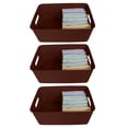 thumbnail image 3 of YBM Home Plastic Rattan Storage Box Basket Organizer for Bathroom, Large, Brown, Pack of 3, 3 of 4