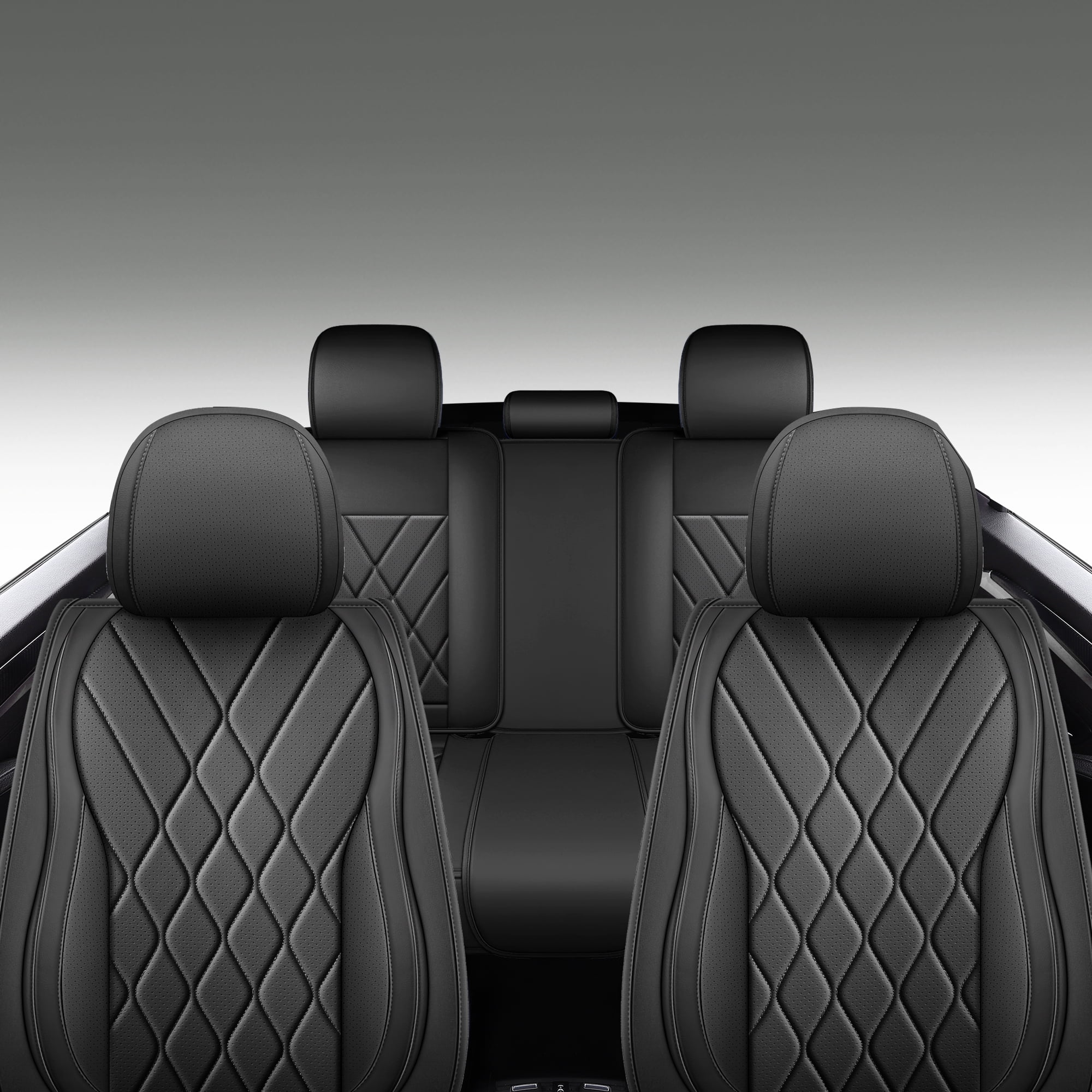 LINGVIDO Premium Leather 2 Seats Car Seat Cover For SUV Sedan Universal Fit Seat Cushion Durable Breathable Black Seat Covers for Car