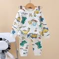 thumbnail image 2 of Likimi Toddler Boys Two Piece Set Long Sleeve Dinosaur Print Crew Neck Tops With Pants Spring Autumn Fashionable Outfit Set White Size 4-5 Years, 2 of 3