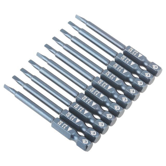 Juego de 10 puntas de destornillador de cabeza triangular de acero de aleación S2 de 1/4 de pulgada y 65 mm, H6,3 x 65 mm x 2,3