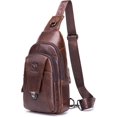 thumbnail image 1 of BULLCAPTAIN Leather Sling Bag for Men Multi-pocket Crossbody Chest Bag Travel Casual Shoulder Backpack, 1 of 6
