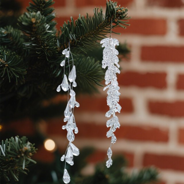 Adornos Navideños Colgantes de Cristal Acrílico Transparente con Forma de Copo de Nieve | Plástico Transparente | 28 X 4 X 4 Cm | 1 Unidad