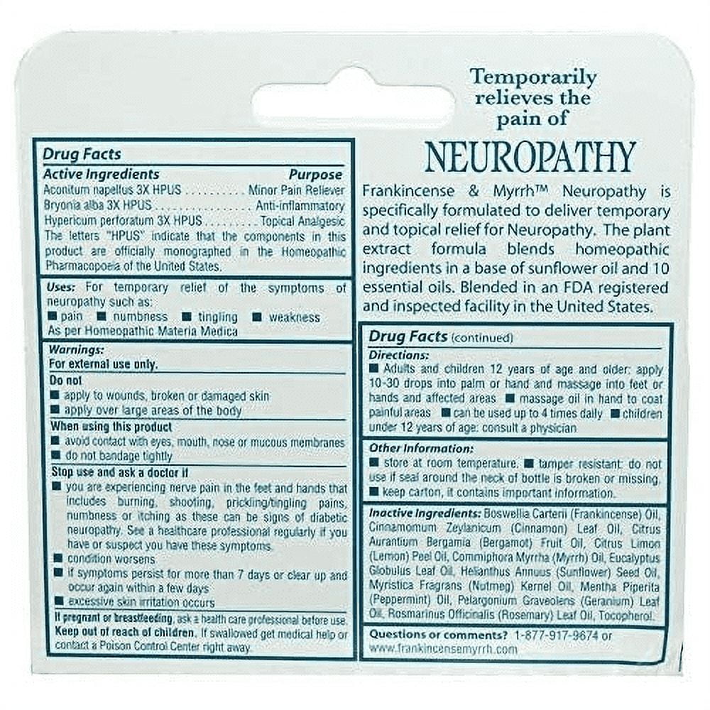 2 Pack Frankincense & Myrrh Neuropathy Rubbing Oil Frankincense Scent with Pain Relief 2 oz