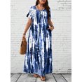 thumbnail image 3 of Summer women's casual round neck tie dye printed long skirt plus size dress, 3 of 5