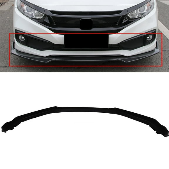 ECCPP Front Bumper Lip PP fit for 2016-2020 for Honda Civic Front Lip Spoiler Matte Black Front Lip Body Kit