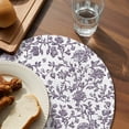 thumbnail image 3 of Purple Flower Round Placemats Set of 2 for Dinning Tables,Heat-proof Braided Table Mats 13 Inch,Vintage Farmhouse Boho Leaf Spring Plant Washable Place Mat for Kitchen Restaurant Party Table Decor, 3 of 9