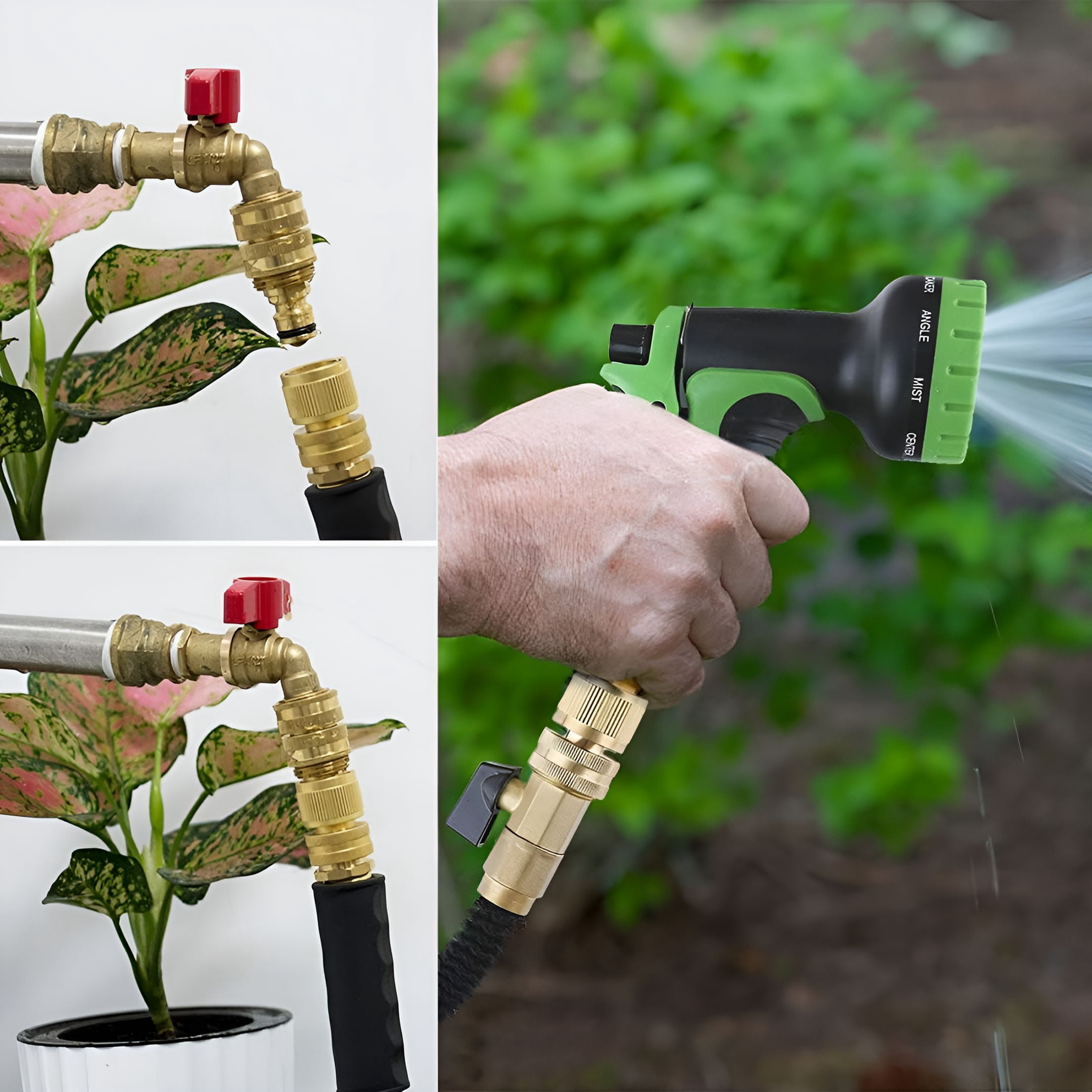 ZHZFKQ Garden Hose Quick Connect Solid Brass Quick Connector Garden Hose Fitting Water Hose Connectors 3/4 inch GHT (3 SETS)