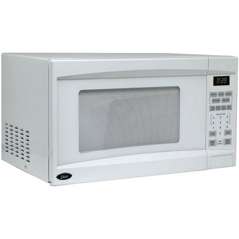 Oster Mid-Size 1.1-Cu. ft. 1000W Countertop Microwave Oven with Push-Button  Open, White 