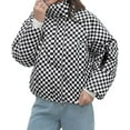 thumbnail image 3 of Womens Zip Front Plaid Sweatshirts Print Hoodie Fall Jackets Long Sleeve Casual Drawstring Clothes Black XL, 3 of 9