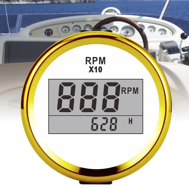 Tachymètre 0-9990rpm Jauge de Tachymètre IP67 Rétroéclairage Rouge Rouge 52 mm / 2 Po Affichage LCD 9-32 V