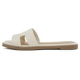thumbnail image 2 of Soda Shoes Women Slip-On Cushioned Sandals H-Band Flat Flip-Flops Slides Square Toe KNIT-S Beige Cream Bone 7, 2 of 5