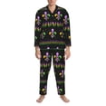 thumbnail image 3 of Balery Mardi Gras Fleur de Lis Pijama para Hombre de Dos Piezas con Manga Larga, Conjunto de Dormir y Descanso Suave con Bolsillos-Large, 3 of 7