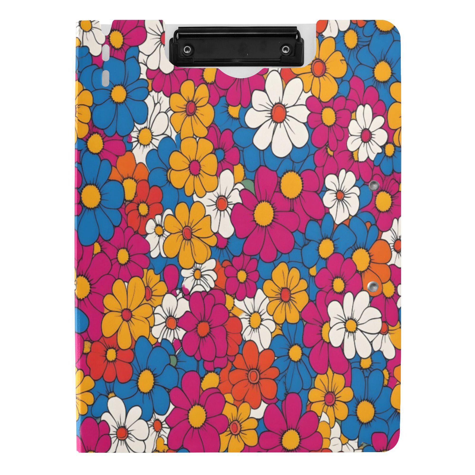 FORMRS A4 Clipboard Folder with Pen Holder Horizontal Foldable School Office Binder, Red Whimsical Floral