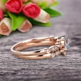 thumbnail image 4 of 2 Carat 6mm Round Cut Aquamarine Bridal Set Engagement Ring With Matching Band 10k Rose Gold Art Deco Vintage Look, 4 of 5
