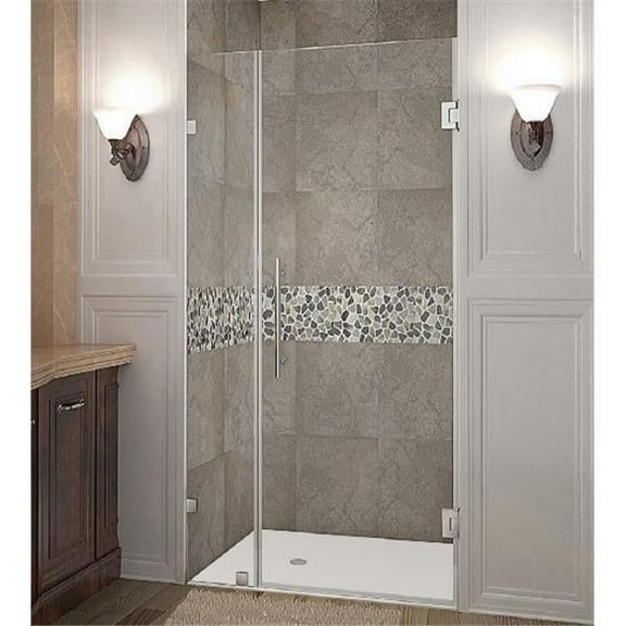 Nautis 28 x 72 in Completely Frameless Hinged Shower Door in Stainless Steel