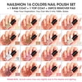 thumbnail image 5 of Nailshion Quick Air Dry Nail Polish Set, 16 Colors 10ML Nude Pink Peachy Nail Polish with Clear Base Top Coat and 35Pcs Remover Pads All Season Regular Nail Lacquer Gift for Women Girls, 5 of 9