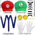 thumbnail image 2 of 1 Super Disfraz Mario Luigi Sombrero Fancy Halloween Mario Sombrero con 4 Guantes 14 Barba 4 Botones Juego de Rol Disfraz Carnaval Niño Hombre Mujer, 2 of 5