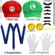 thumbnail image 2 of 1 Super Disfraz Mario Luigi Sombrero Fancy Halloween Mario Sombrero con 4 Guantes 14 Barba 4 Botones Juego de Rol Disfraz Carnaval Niño Hombre Mujer Rojo Verde, 2 of 5