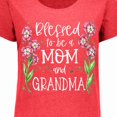 thumbnail image 4 of Inktastic Blessed to Be a Mom and Grandma Pink Flowers Women's Plus Size T-Shirt, 4 of 5