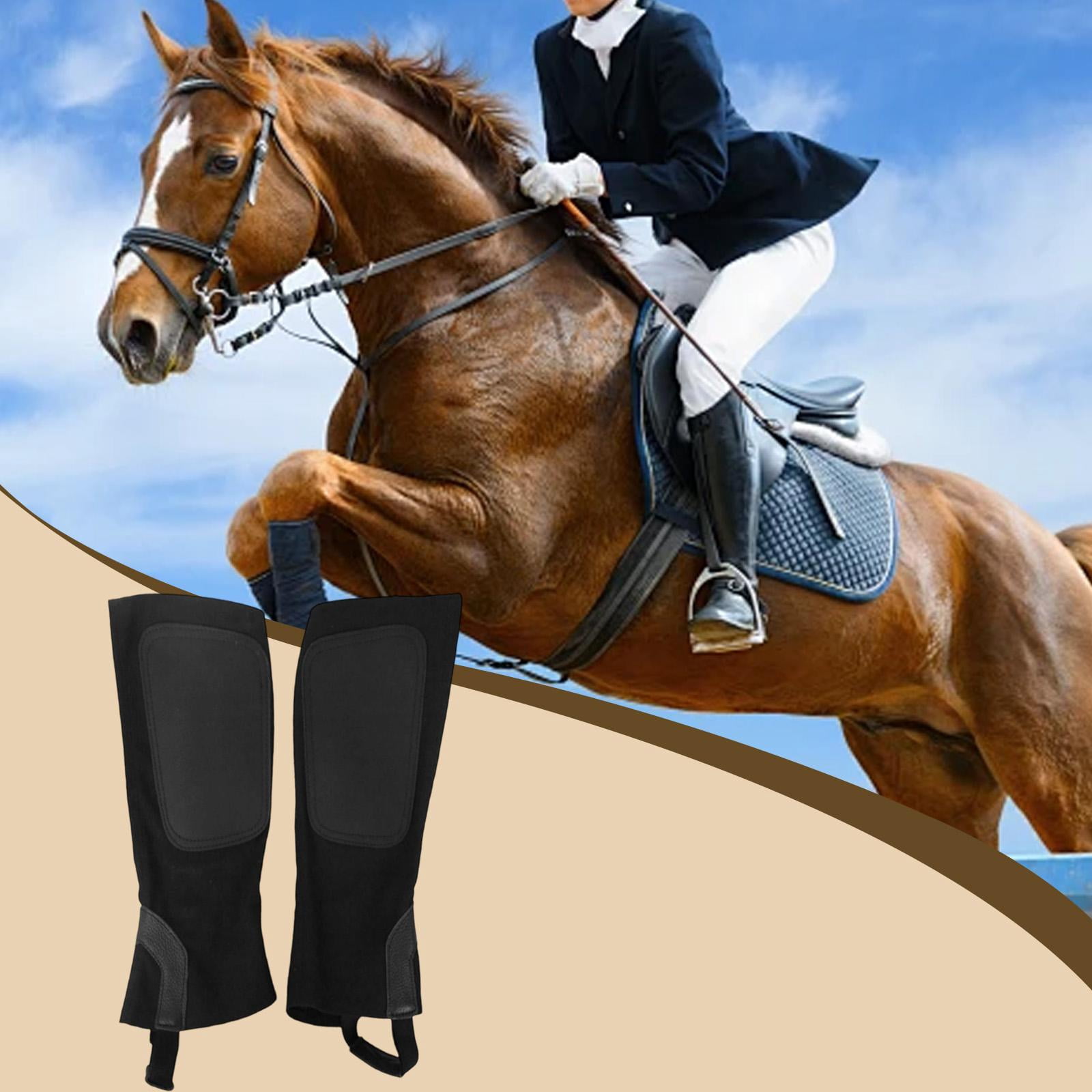 Wswqop Horse Riding Half Chaps Horseback Riding Premium Washable Women Men Supplies Protection Comfortable Canvas Equestrian Gear M