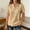 Khaki, variant on Womens T Shirts Solid Short Sleeve Notch V Neck Button Top Women Blouses Navy M