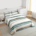 thumbnail image 3 of Manfei Chic Geometric Adult Bedding Comforter Set, Green Striped Abstract Twin Comforter Sets, Modern Chic Artwork Reversible Bedding Set, Super Cozy Room Decor, 2-Piece, 3 of 8